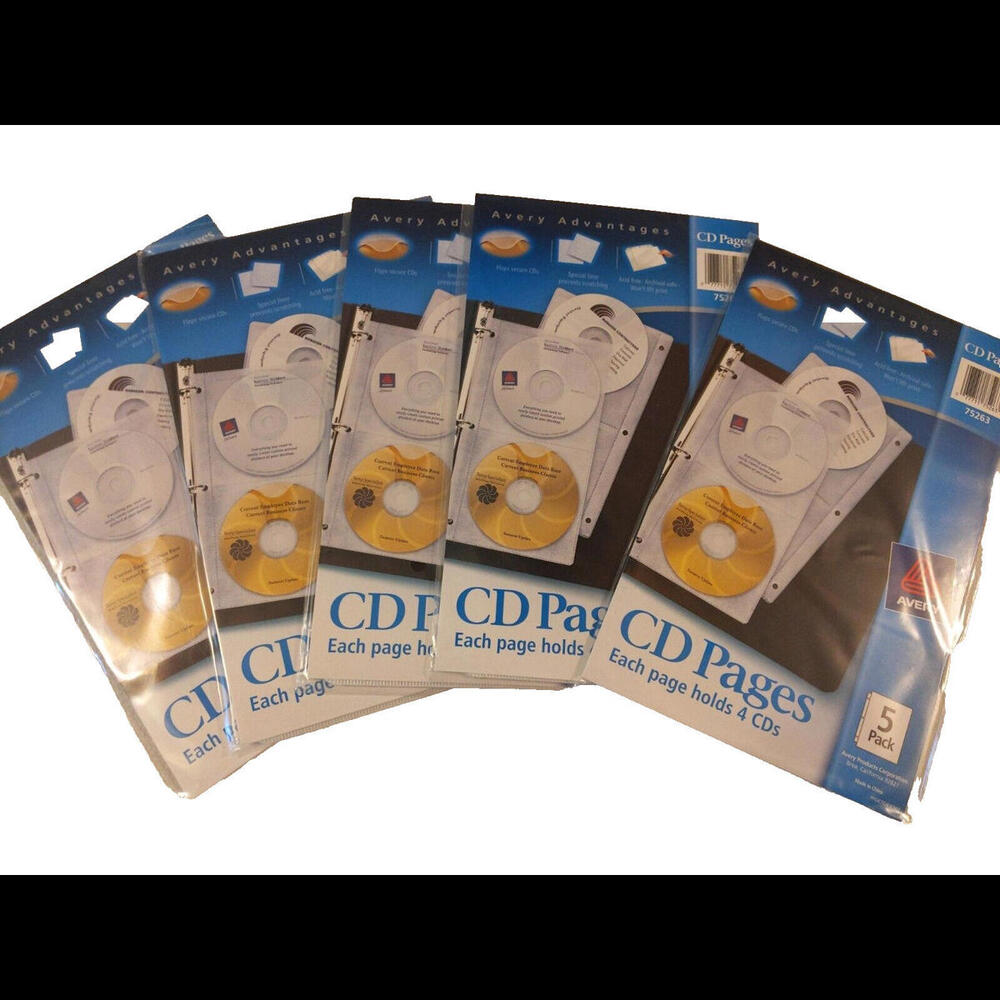 Avery 75263 CD Pages Lot of 5 Packs DVD Organizer for 3-Ring Binder NEW SEALED
